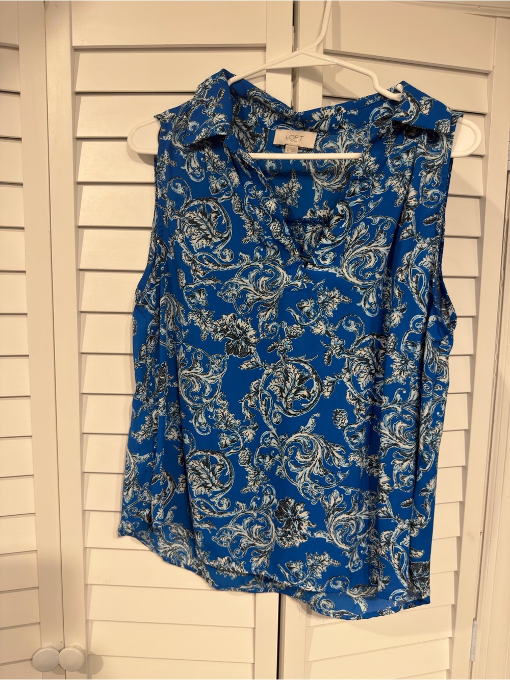 LOFT Royal Blue Paisley Sleeveless Top